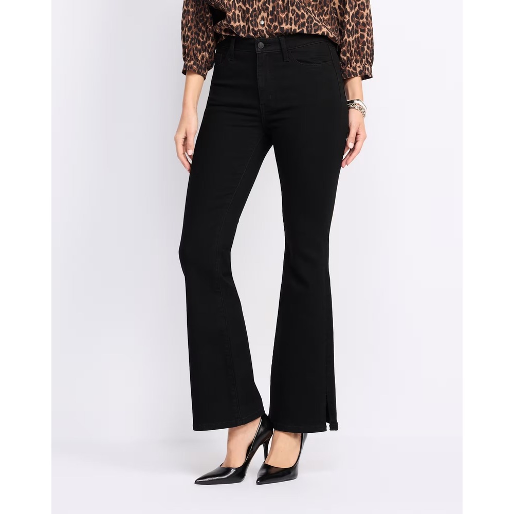 Studio Blue Womens High Rise Side Slit Flare Jeans Black New